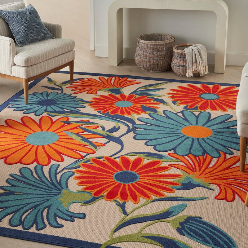 Nourison Home Aloha Multicolor 5'3" x 7'5" Area Rug - Easy Clean, Non Shedding, Bed Room, Living Room, Dining Room, Kitchen (5' x 8') - Image 1