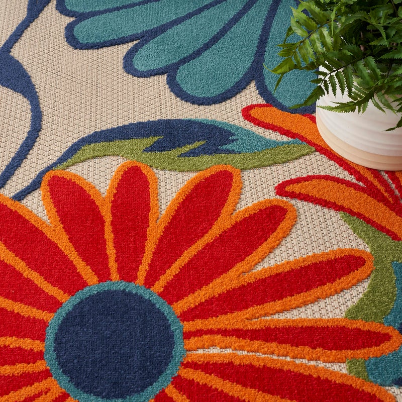 Nourison Home Aloha Multicolor 5'3" x 7'5" Area Rug - Easy Clean, Non Shedding, Bed Room, Living Room, Dining Room, Kitchen (5' x 8') - Image 5