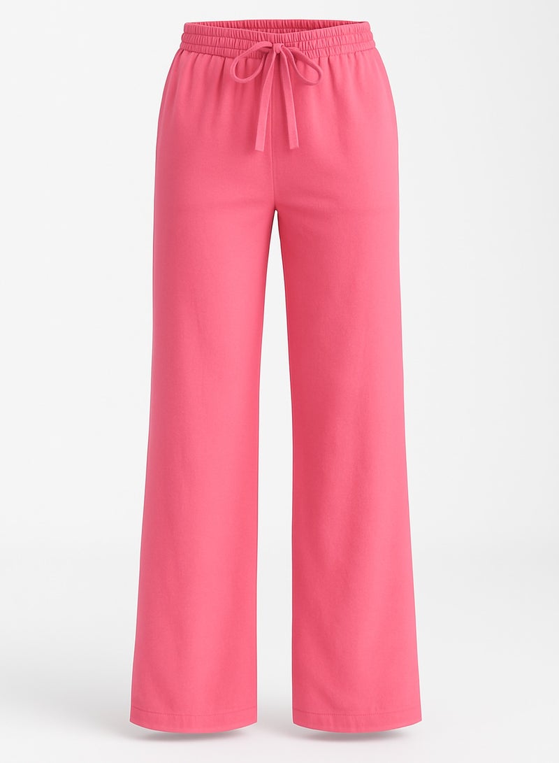 Soft Steps Women’s Wide Leg Lounge Pants – Soft Fabric, Elastic Waist, Pink -  Size M - Image 1