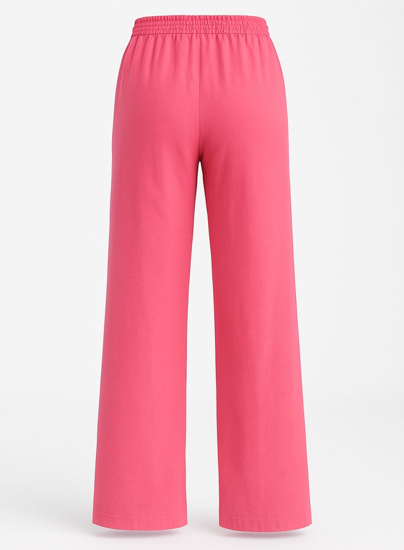 Soft Steps Women’s Wide Leg Lounge Pants – Soft Fabric, Elastic Waist, Pink -  Size M - Image 2