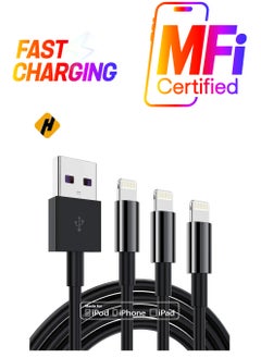 3 Pack Apple MFi Certified iPhone Charger Cable 1M, Apple Lightning to USB Cable Cord, 2.4A Fast Charging Apple Phone Long Chargers for iPhone 12/11/11Pro/11Max/ X/XS/XR/XS
