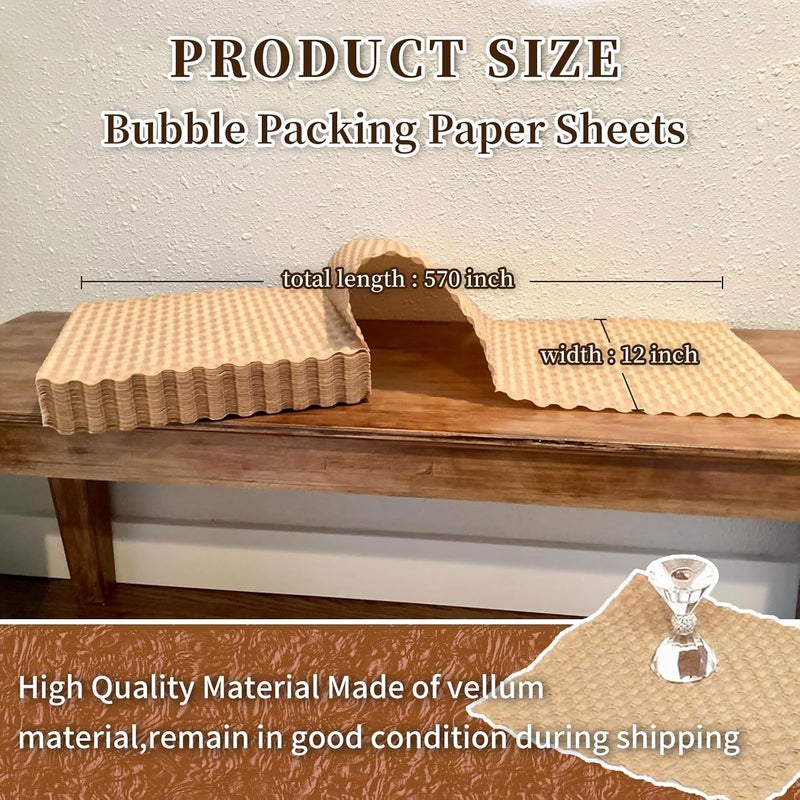 Shinok Paper Bubble Wrap Eco Cushioning Wrap, Packing Supplies for Moving Shipping and Storing Delicate Items, Filler for Moving Boxes, Alternative to Plastic Bubble (47.5ft) - Image 2