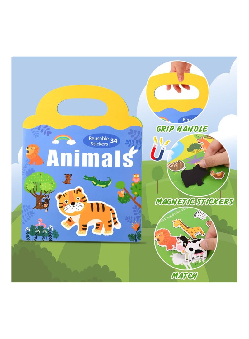 Y&D Sticker Book for Kids 3 Pack Reusable Books Toddlers Magnetic Static Toys Ocean Animals Dinosaur Stickers 1 6 Years Educational - Image 4