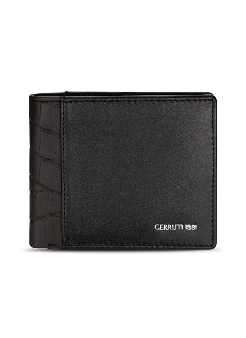CERRUTI 1881 CERRUTI MENS LEATHER WALLET IN PLAIN W/CROCO TRIMS 110X90MM BROWN