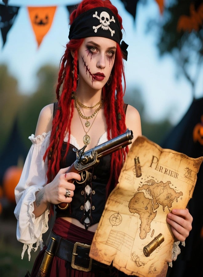 Lookray Gold Pirate Necklace for Women Layered Chunky Pirate Costume Jewelry Hip Hop 80s 90s Coin Pendant Necklace Halloween Pirate Costume Accessories A - Image 5