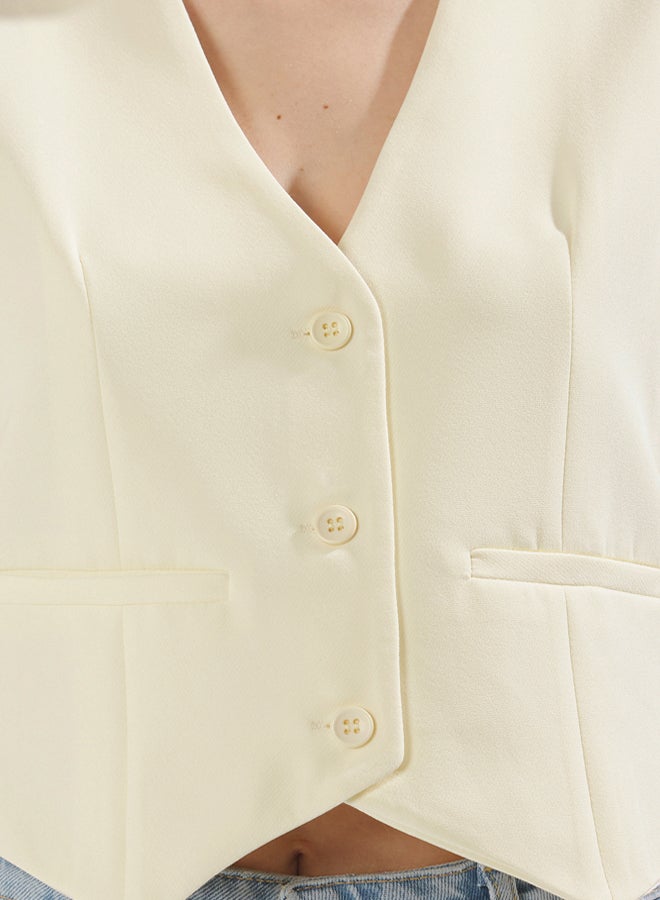 trendyol Light Yellow Regular Crop Woven Vest  - Image 3