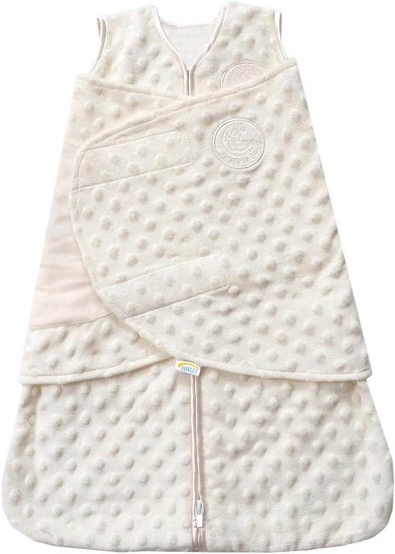 هالو حقيبة النوم Sleepsack Swaddle، بطانية قابلة للارتداء قابلة للتعديل بثلاث طرق، معامل العزل الحراري 3.0، من قماش فيلبوا بلش بنقاط، كريمي، لحديثي الولادة، 0-3 أشهر - Image 1