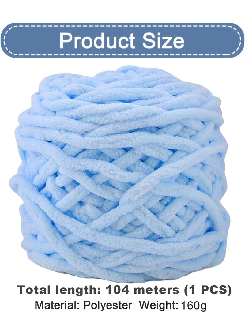 MileMelo 2-Piece Knitting Wool Yarn,Knitting Yarn Coarse Yarn for Crochet, Soft Chunky Yarn for Projects Making Plush Balls Handmade Bags Sweaters Shoes Hats Blankets Scarves Light Blue  - Image 2