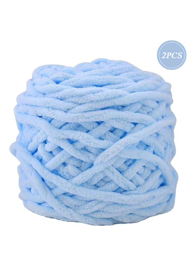 MileMelo 2-Piece Knitting Wool Yarn,Knitting Yarn Coarse Yarn for Crochet, Soft Chunky Yarn for Projects Making Plush Balls Handmade Bags Sweaters Shoes Hats Blankets Scarves Light Blue  - Image 1