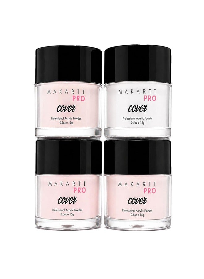 MakarttPro Acrylic Powder Set - 4 Colors 0.5oz Cover Powders for Nail Extension, Sculpting & Overlay - Cool Tone Collection for Professionals (Nude Essentials) - Image 1