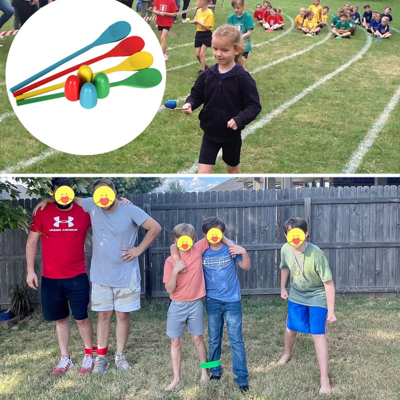 CWLAKON Outdoor Games, Potato Sack Race Bags for Kids Adults, Egg Spoon Relay Race, 3 Legged Race Bands, Birthday Party, Field Day Family Reunion Carnival Outside Yard Lawn Easter Fall Festival Games - Image 3
