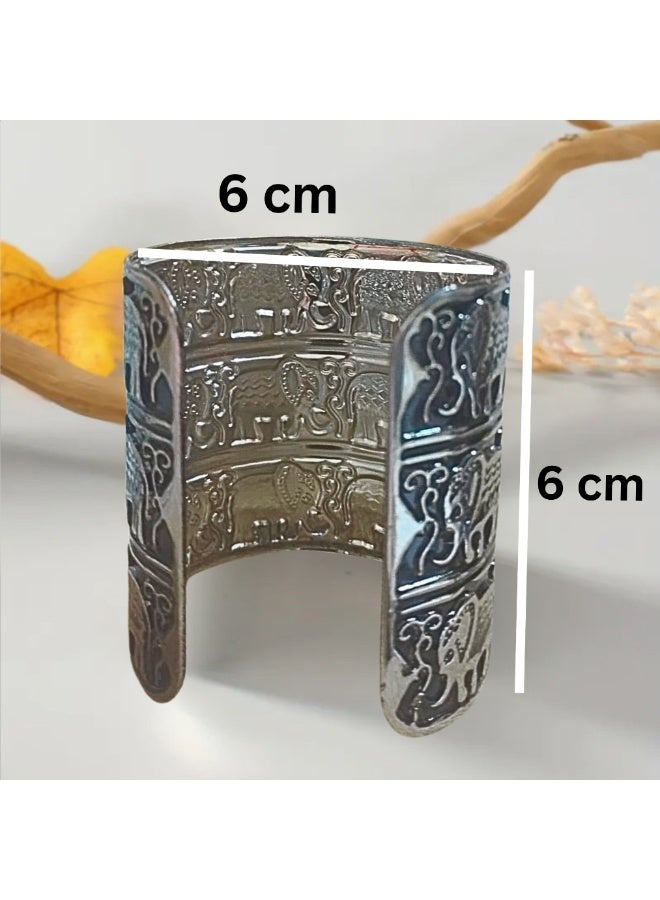 Antique Elephant Cuff Bracelet - Unique Adjustable Design - Elegant Gift for Every Occasion - Image 5