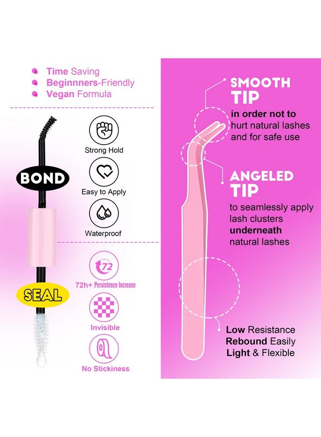 Pawotence Lash Extension Kit Diy 280Pcs Lash Clusters Eyelash Extension Kit, 9-16Mm 30D 40D Individual Lashes Kit With Lash Bond And Seal, Lash Tweezers For Self Use (30D&40D, 0.07D, 9-16Mm, Kit) - Image 3