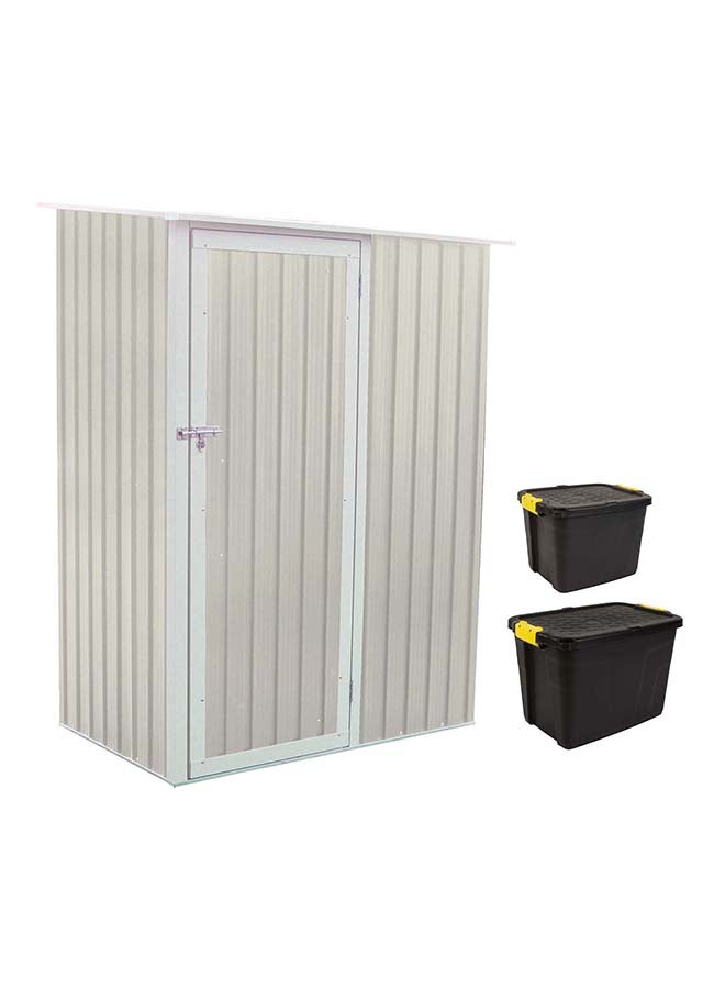 Cameltough Outdoor Metal Storage Shed 4.7 X 3 feet with Heavy Duty Storage Boxes 42L And 60L, Weather Resistant, Garden Shed Combo, Perfect for Storing Garden Tools, Yard Tools and Garage - CT-206 - Image 1