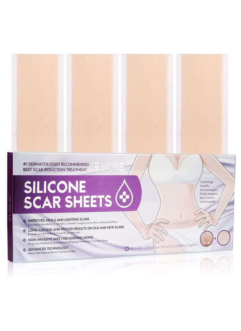 Generic - Silicone Scar Sheets & Strips, Keloid & C-Section Treatment for Men & Women, Reusable Burns Remover, Fast Results (Pack of 4 Pcs) - Image 1
