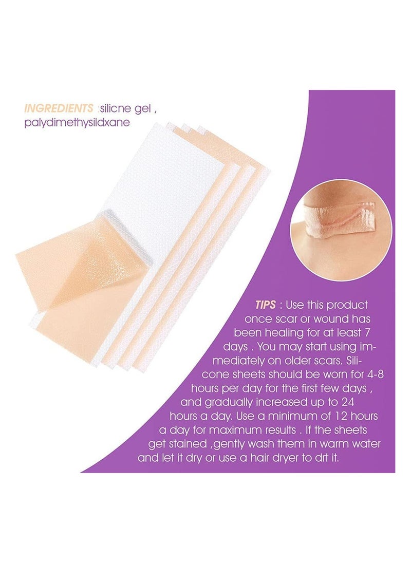 Generic - Silicone Scar Sheets & Strips, Keloid & C-Section Treatment for Men & Women, Reusable Burns Remover, Fast Results (Pack of 4 Pcs) - Image 1
