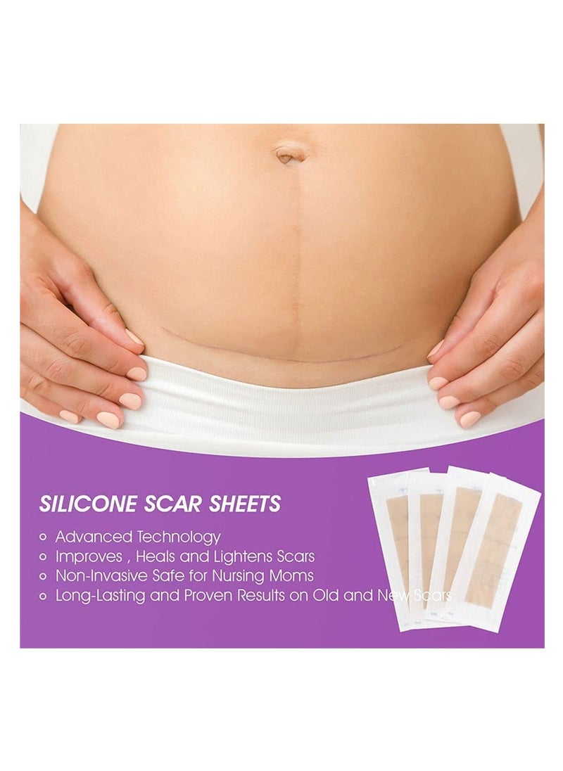 Generic - Silicone Scar Sheets & Strips, Keloid & C-Section Treatment for Men & Women, Reusable Burns Remover, Fast Results (Pack of 4 Pcs) - Image 1