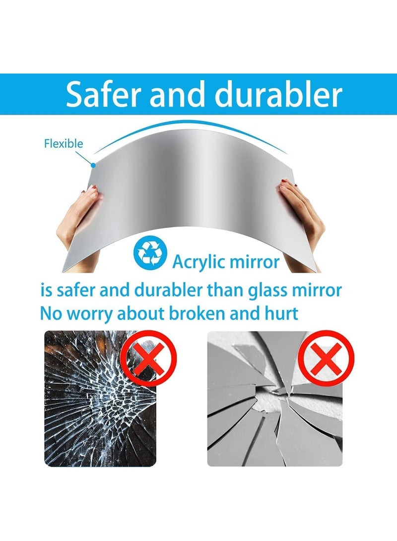 30 x 20cm Acrylic Mirror Sheet, Flexible Non Glass Body Mirror Tiles Large Self Adhesive Mirror Stickers for Bathroom Bedroom Home Wall Decor (1pc) - Image 2