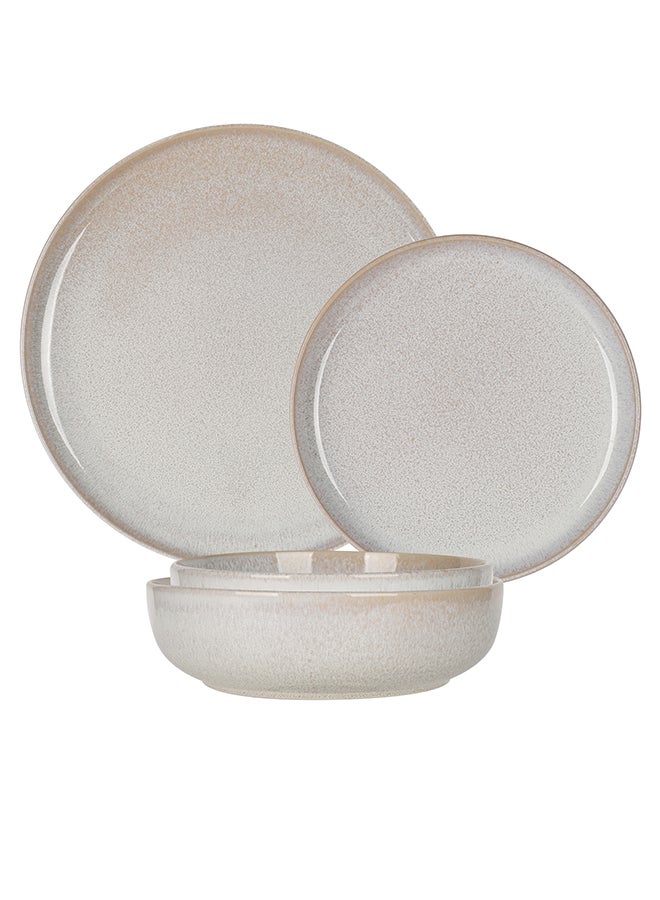 Noon East 24 piece Stoneware Dinnerware Set, Set for 6, Microwave & Dishwasher Safe, Glossy Speckled White - Image 2