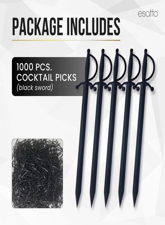 Esatto Cocktail Picks Sword 9cm (3 ½ “) - Box of 1000 Pcs - Sleek, Stylish Garnish for Cocktails, Toothpicks for Appetizers & Drinks, Versatile Fancy Skewers & Food Pick for Parties, Charcuterie - Image 2