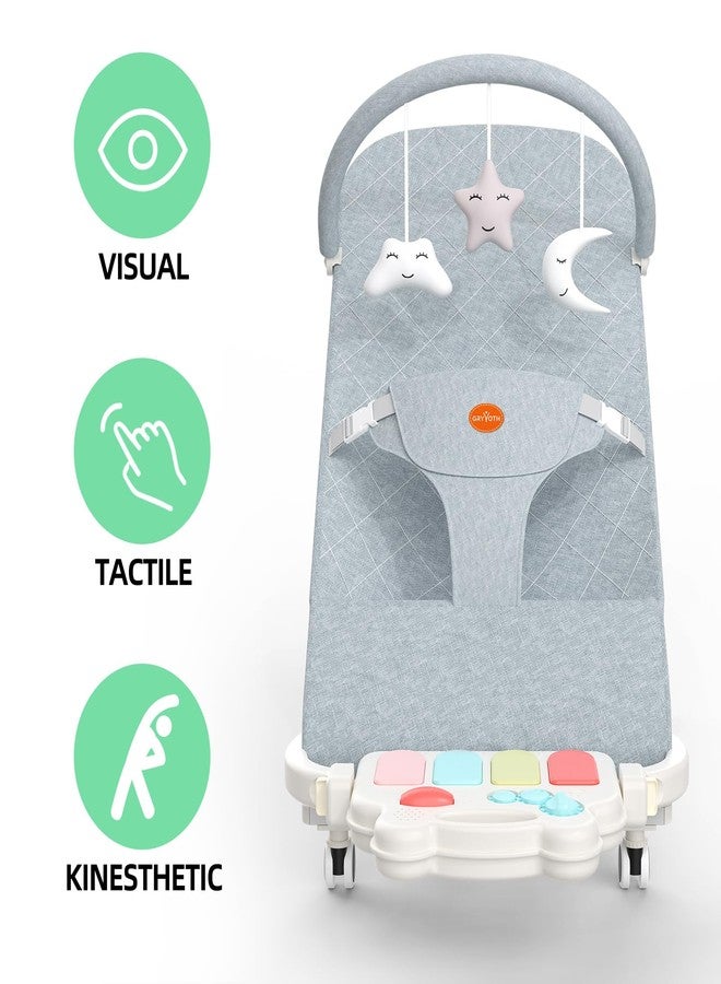 Gryvoth Portable Baby Bouncer Seat 0-18 Months,Detachable Piano & Hanging Toys,3-Level Recline (Rock/Fix),Foldable with Quiet Wheels,Baby Shower - Image 5