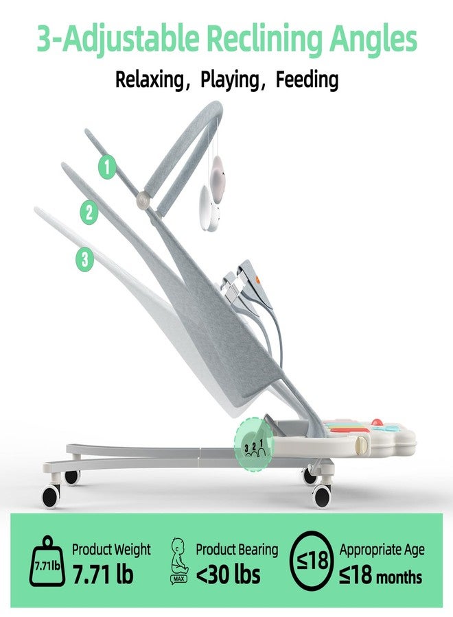 Gryvoth Portable Baby Bouncer Seat 0-18 Months,Detachable Piano & Hanging Toys,3-Level Recline (Rock/Fix),Foldable with Quiet Wheels,Baby Shower - Image 3