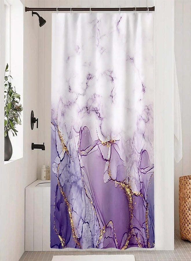 DORCEV 48x72inch Purple Marble Shower Curtain Lavender Golden Powder Colorful Pattern Texture Abstract Aesthetic Ink Art Painting Bath Curtain for Modern Home Hotel Bathroom Decor with Hooks - Image 4