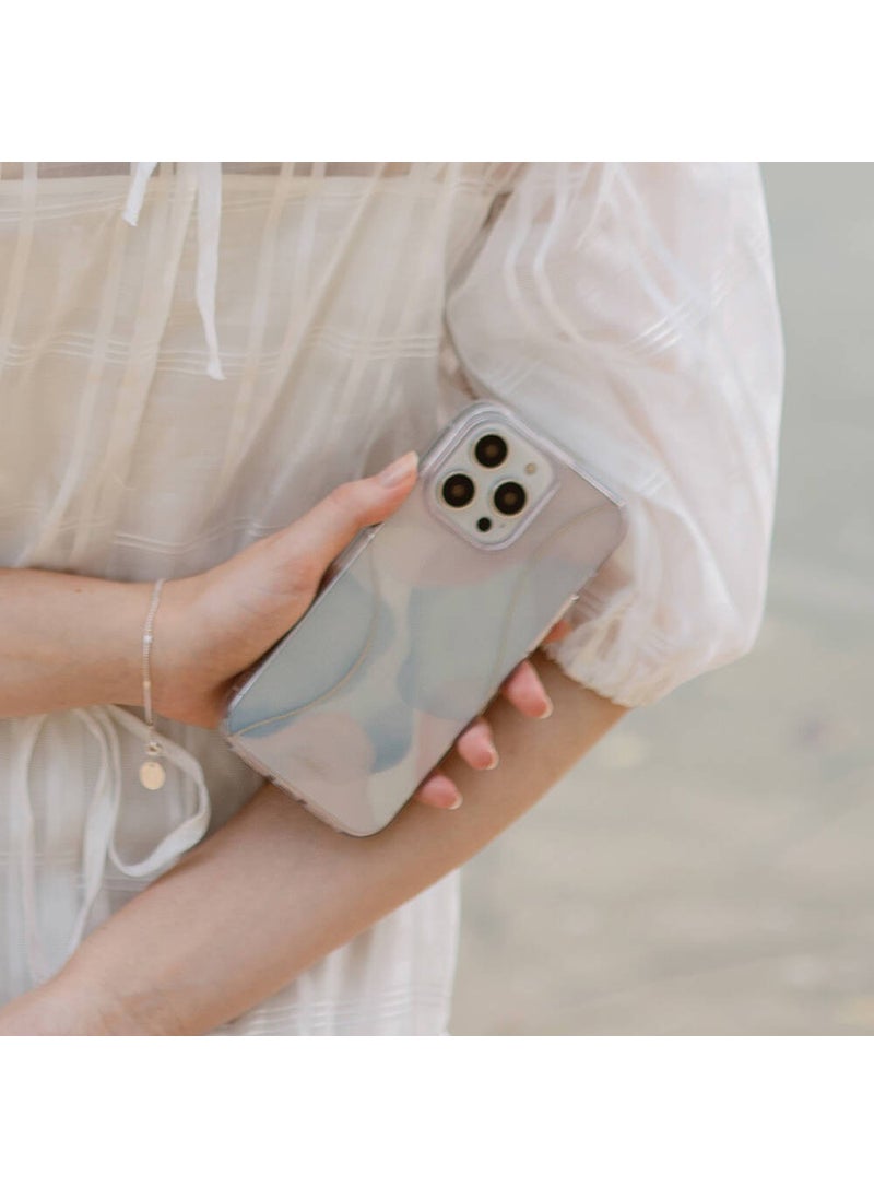 iPhone 14 Pro Compatible Case Wavy Line Patterned Palette Cover Blue