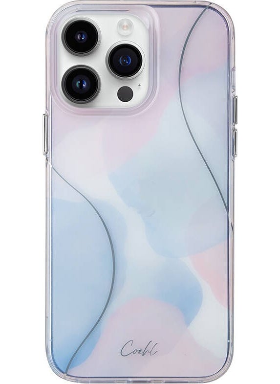iPhone 14 Pro Compatible Case Wavy Line Patterned Palette Cover Blue