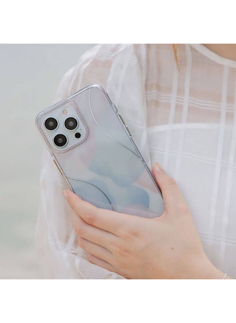 iPhone 14 Pro Compatible Case Wavy Line Patterned Palette Cover Blue