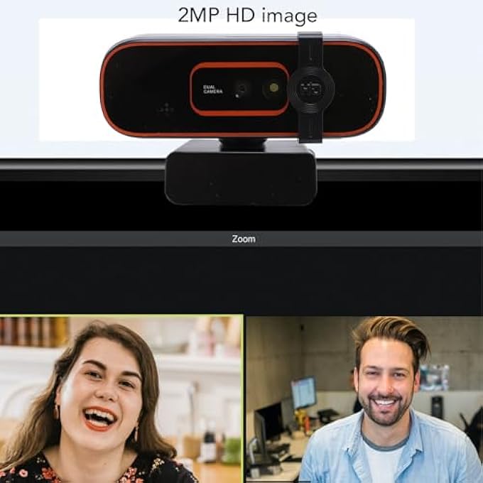 rayihni 1080P 30FPS WEBCAM WITH HELLO, FACIAL RECOGNITION WEBCAM WITH PRIVATE COVER, BUILT-IN NOISE CANCELING MICROPHONE, AUTOFOCUS COMPUTER CAMERA, HD USB WEB CAM - Image 2