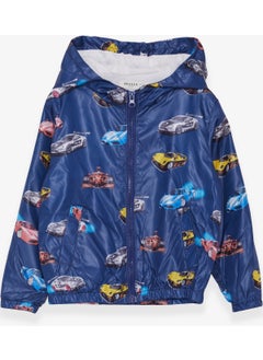 Breeze Boy Raincoat Car Pattern 1-6 Years, Navy Blue  - Image 1