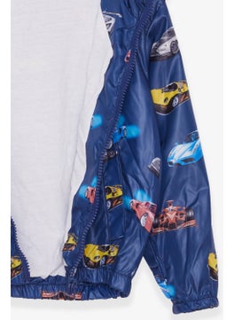 Breeze Boy Raincoat Car Pattern 1-6 Years, Navy Blue  - Image 5