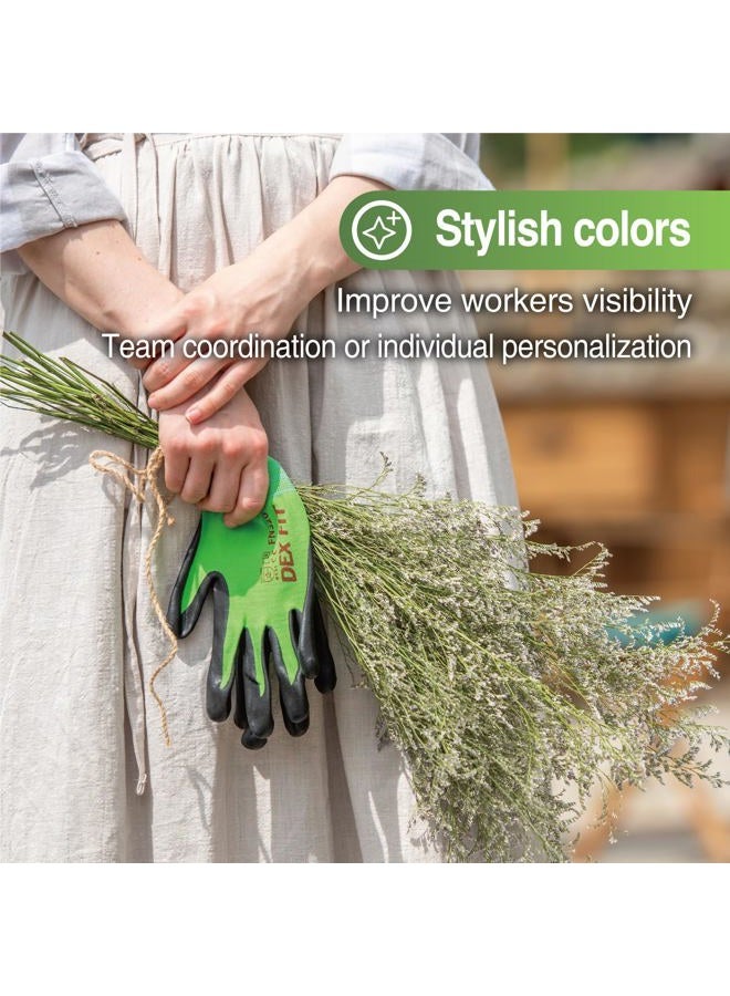 DEX FIT FN320 Gardening Gloves, 3D Adaptation Comfortable and Stretchy, Super Grip, Durable Nitrile Foam, Thin Lightweight Nylon, Machine Washable, 3 Pairs (XL, Fn320 Forestgreen 3pr) - Image 5
