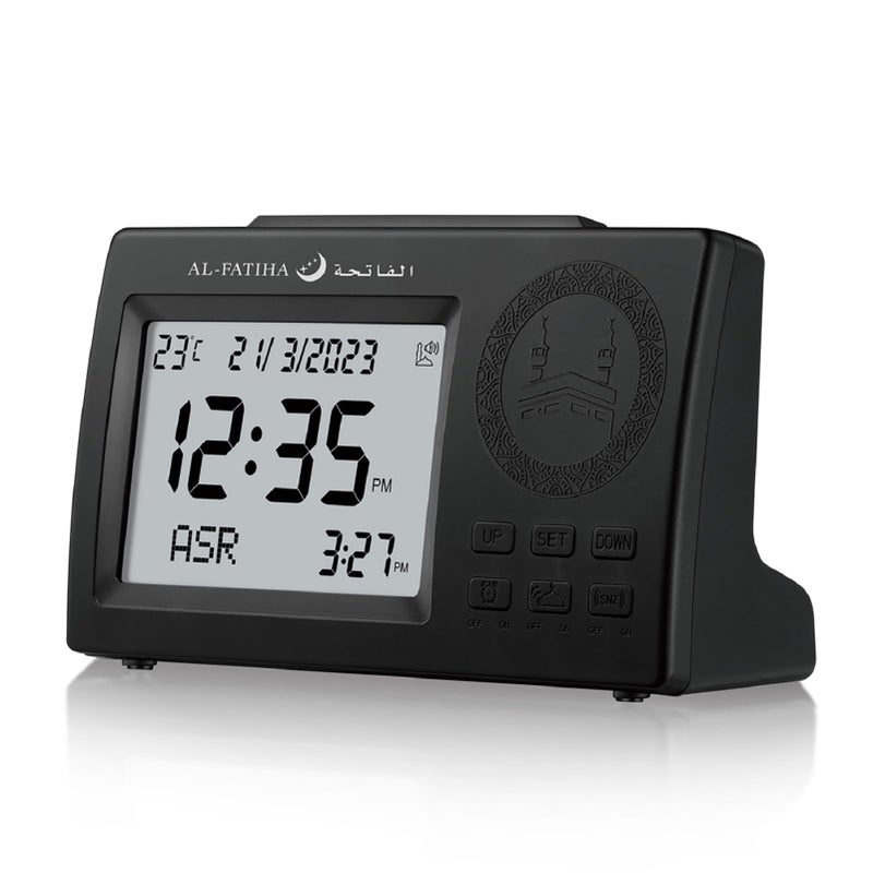 ACHAS Azan Table Clock, Prayer Alarm Table Clock, Prayer Times Table Clock, Muslim Digital Alarm with Worldwide Prayer Times (Black) - Image 1