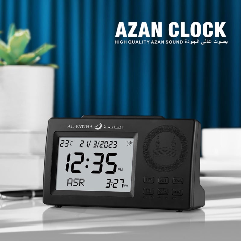 ACHAS Azan Table Clock, Prayer Alarm Table Clock, Prayer Times Table Clock, Muslim Digital Alarm with Worldwide Prayer Times (Black) - Image 4