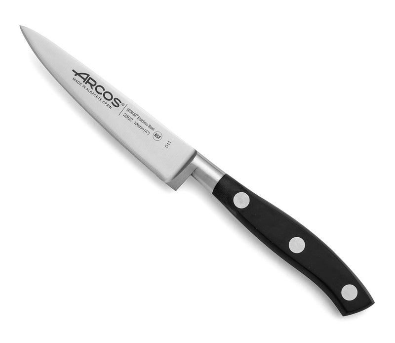 Arcos ARCOS Forged Paring Knife 4 Inch Stainless Steel. Kitchen Knife for Peeling Fruits and Vegetables. Ergonomic Polyoxymethylene Handle and 100mm Blade. Series Riviera. Color Black  - Image 1