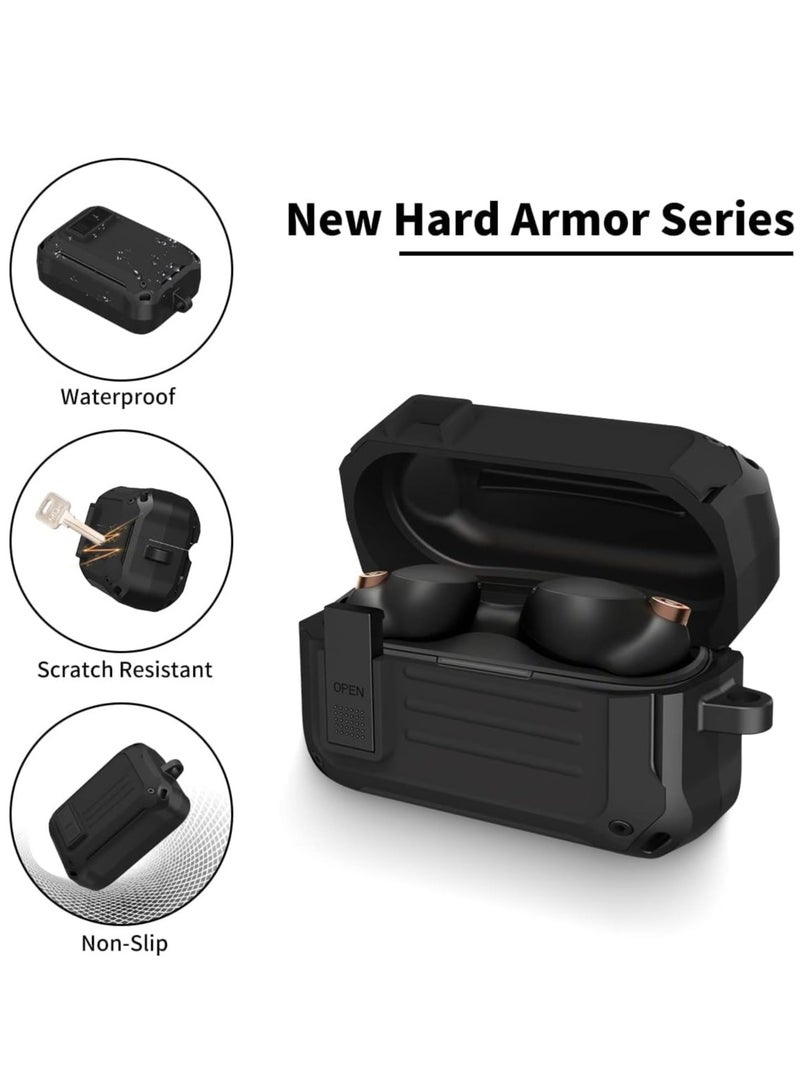 SYOSI Case for Sony WF-1000XM4(2021), with Secure Lock Armor Series Military Protective Cover Full-Body Shockproof Shell with Keychain Black - Image 5