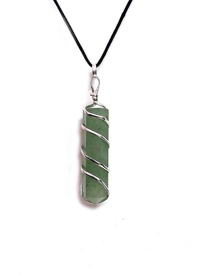 ASTROGHAR Natural Green Aventurine Crystal Wire Wrap Pencil Pendant For Men And Women - Image 1
