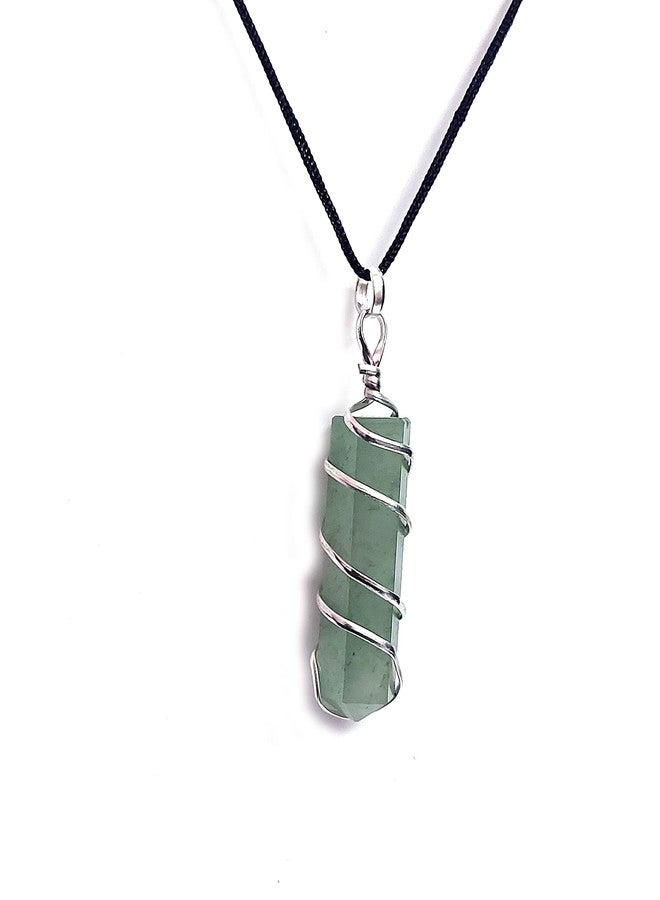 ASTROGHAR Natural Green Aventurine Crystal Wire Wrap Pencil Pendant For Men And Women - Image 2