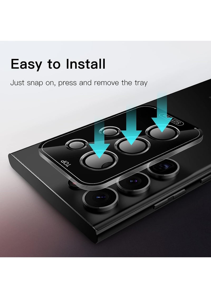 Camera Lens Protector for Samsung Galaxy S23 Ultra 5G 6.8-Inch, 9H Tempered Glass Metal Individual Ring Cover, Easy Installation Tray, HD Clear, Set of 5 (Phantom Black) - Image 5