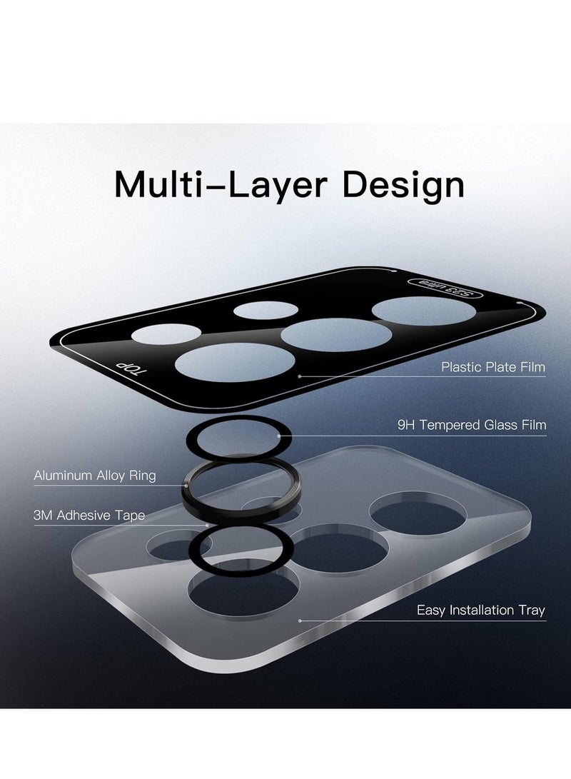 Camera Lens Protector for Samsung Galaxy S23 Ultra 5G 6.8-Inch, 9H Tempered Glass Metal Individual Ring Cover, Easy Installation Tray, HD Clear, Set of 5 (Phantom Black) - Image 4