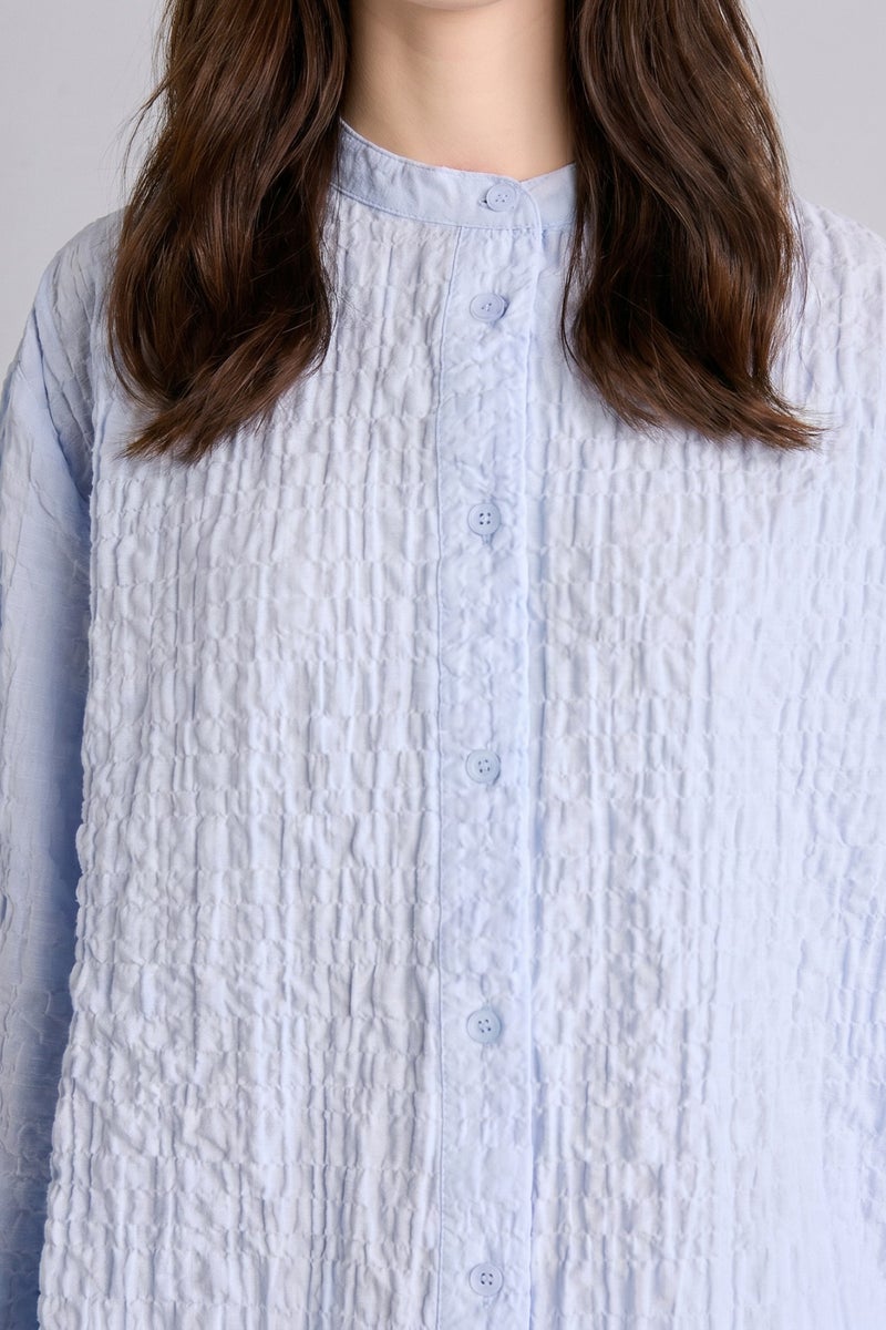 DeFacto Blue Woman Relax Fit Crew Neck Waffle Textured Light Blue Tunic Casual - Image 4