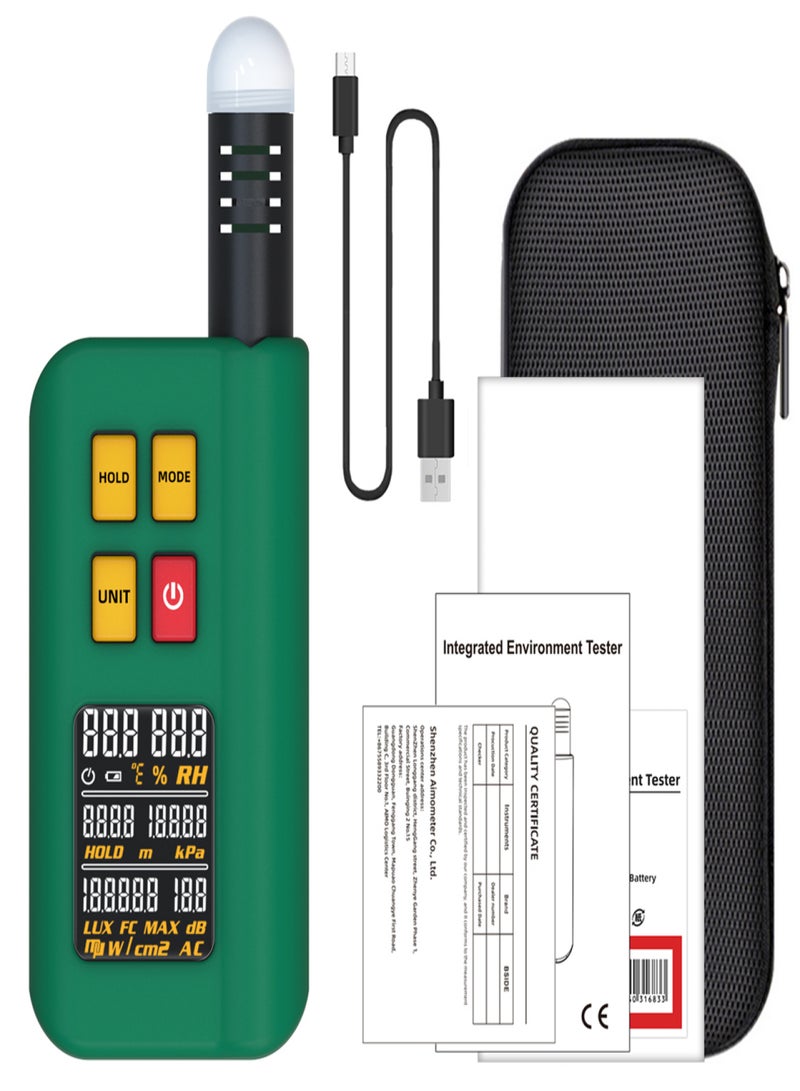 BSIDE GX1 Ambient Temperature Humidity Light Noise Altitude Tester Home Illuminance Meter Digital Display Barometer 4in1 Comprehensive Tester with Decibel A&C Weighted Test Functions - Image 1