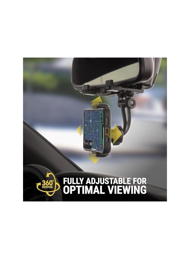 S-TOP Rotatable Hands Free Cell Phone Holder-Car Rear View Mirror Mount-360° Hanging Compatible with iPhone 16 15 14 13 12 and Android Smartphones-Black - Image 2