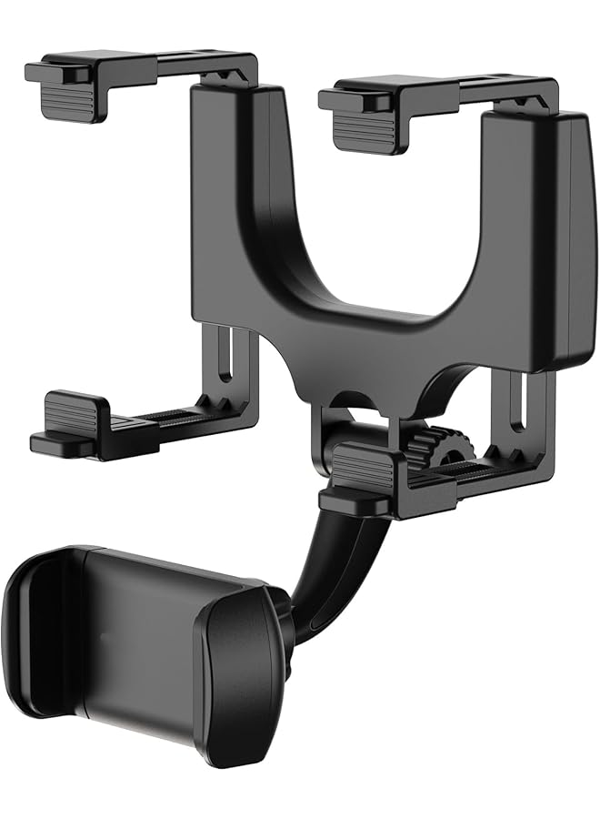 S-TOP Rotatable Hands Free Cell Phone Holder-Car Rear View Mirror Mount-360° Hanging Compatible with iPhone 16 15 14 13 12 and Android Smartphones-Black - Image 1
