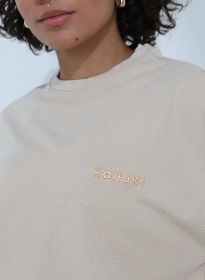 Mohuki Beige Oversized Wash Tee for Women | Best Price UAE