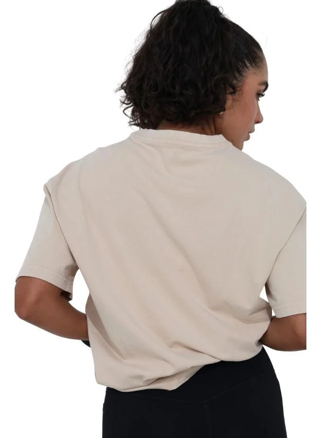 Mohuki Beige Oversized Wash Tee for Women | Best Price UAE