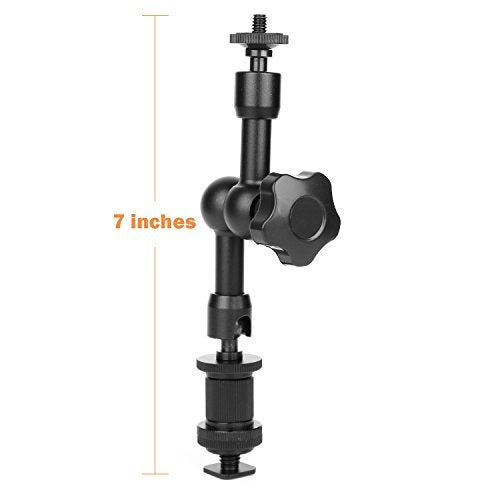 ChromLives 7'' Magic Arm, Articulating Magic Friction Arm Adjustable with Hot Shoe Mount 1/4'' Tripod Screw Compatible with DSLR Camera Rig/LCD/DV Monitor/LED Lights/Flash Light/Microphone - Image 3