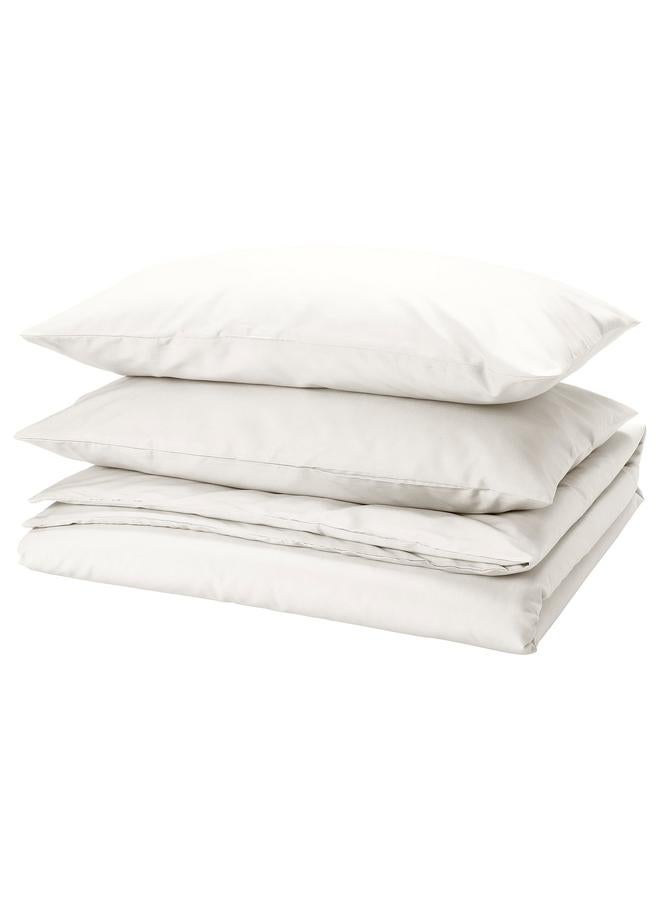 erorex Duvet cover and 2 pillowcases, white, 240x220/50x80 cm - Image 1